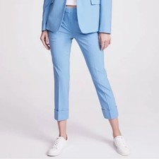Theory Sky Blue Adjustable Waist Cropped Cuffed Wool Dress Pants - Size 8 Womens