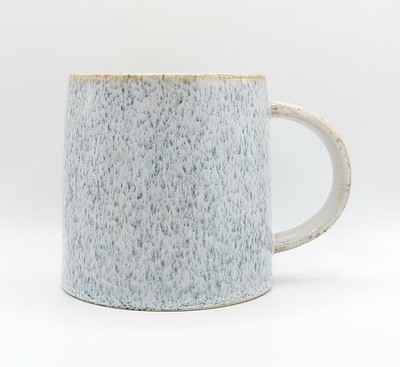 Fire Glazed Soft Gray Speckled Coffee Mug 18 Oz Ceramic By The Old Pottery Co