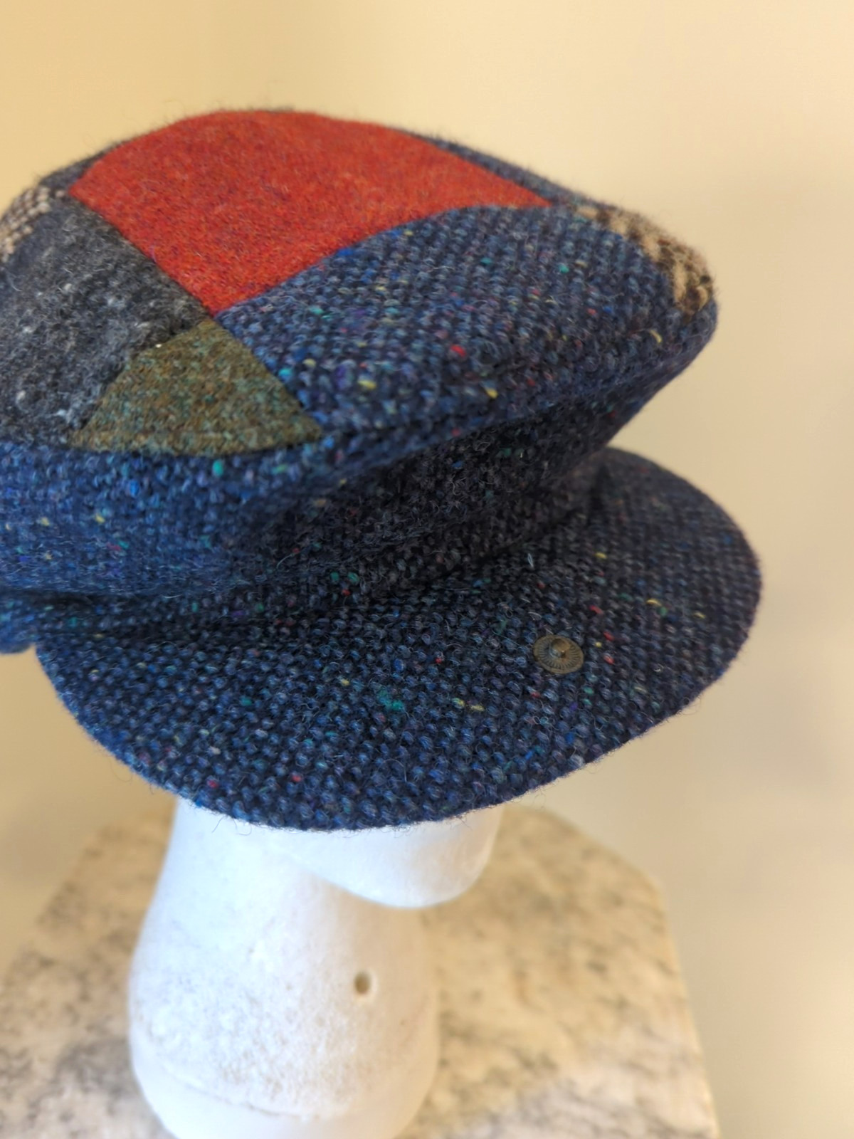 Wool Patchwork Driver Flat Cap Wool M Made in Eur… - image 5