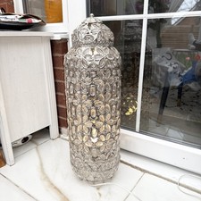 Large Moroccan cages silver lamp -H 70 x base 16cm