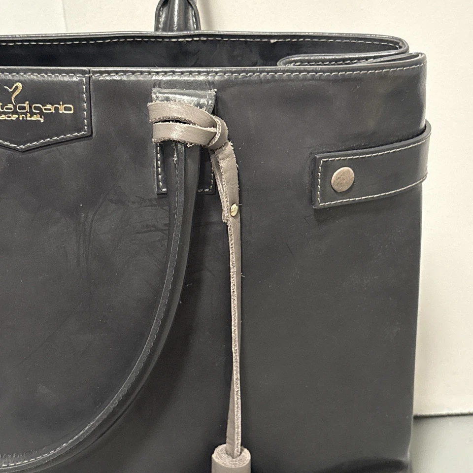 Alberta Di Canio Gray Italian Leather Shoulder Tote Bag - Image 3 of 4