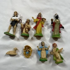Vintage Christmas Nativity Figures Wiseman Mary Baby Jesus Shepherd Hong Kong