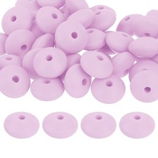 50Pcs 12mm Silicone Lentil Beads, Loose Abacus Bead for DIY Lilac 