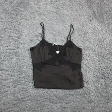 Abercrombie  Fitch Tank Top Womens Large Black Lace Trim Satin Sleep Cami NWT