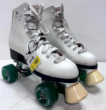 Roller Derby Classic 300 White Quad Roller Skates Women's Size 6 Green Wheels