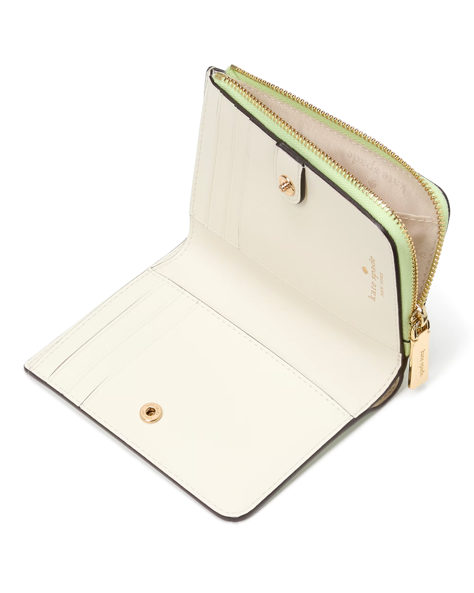 New Kate Spade Madison Small L Zip Wallet Saffiano Leather Matcha