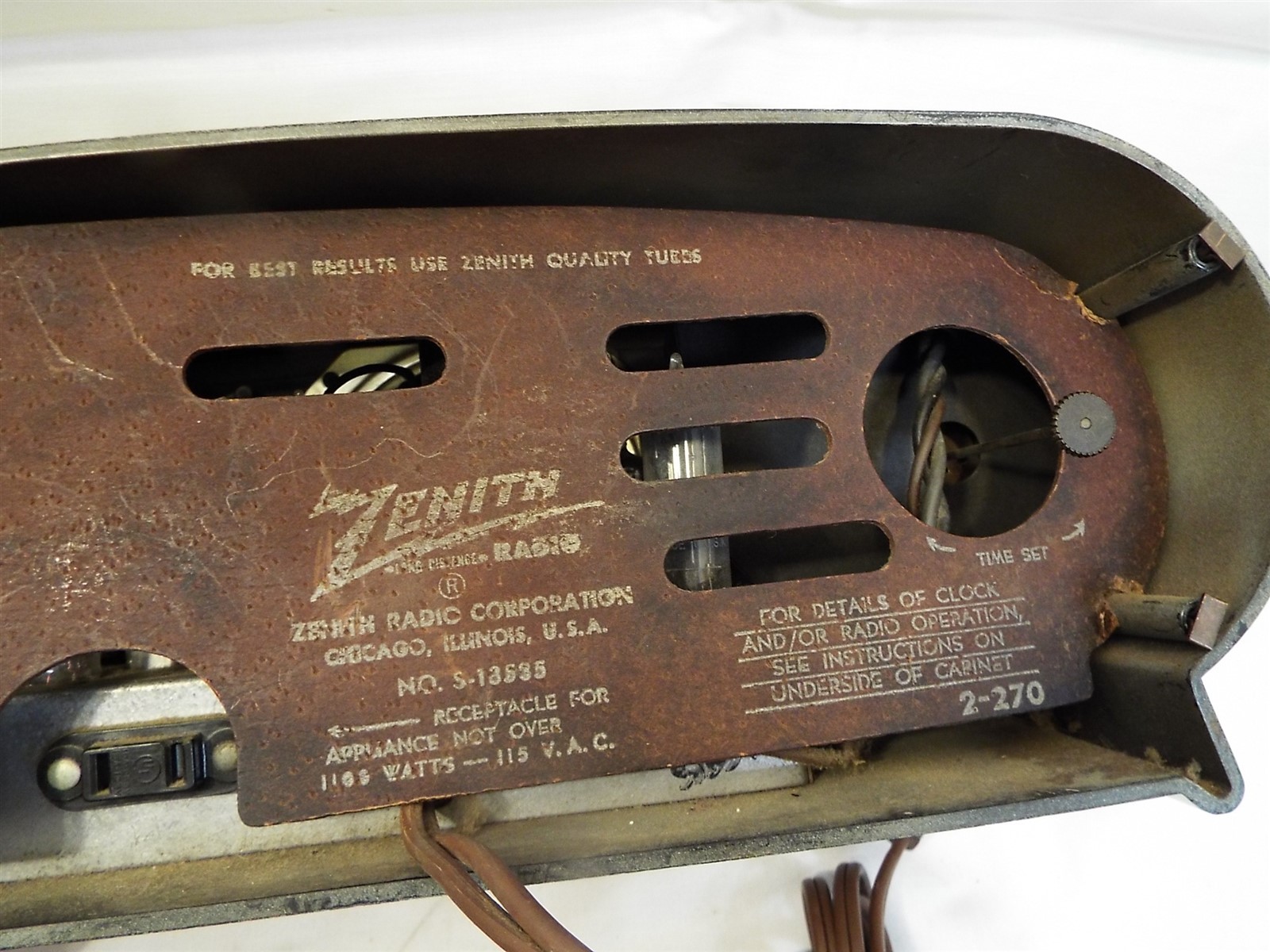 Zenith Magic Eye Zenith Ivory Owl Eye Bakelite Case Art Deco Vacuum Tube Am Alarm Clock ...