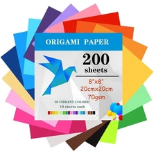 200 Sheets Origami Paper, 20x20 cm/8 Inch Origami Paper Double Sided(70gsm), ...