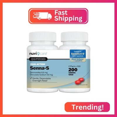 NUVICARE Senna Plus Laxative Stool Softener - Docusate Sodium (50mg) Stool Softe