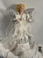 Lighted Christmas Angel Tree Topper, Porcelai...