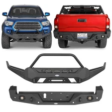Front Back Bumper w/ Winch Plate & Skid Plate & Light Bar Fit Toyota Tacoma 1623
