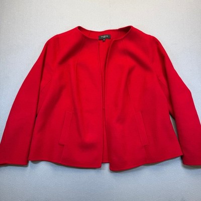Talbots Red Wool Blend Open Front Swing Jacket Womens 2X CN1204 06/15 READ