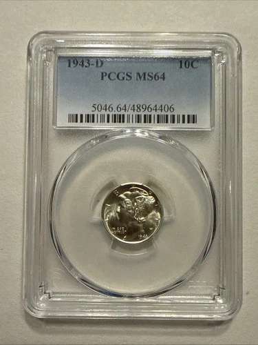 1943-D Mercury Dime MS64 PCGS Bright White!