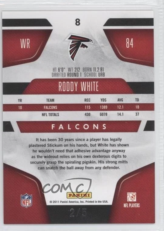 2011 Certified Platinum Emerald /5 Roddy White #8 - Image 2 of 2