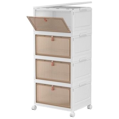 Modern Design Stackable Bins - 4 Tier 28Qt Capacity