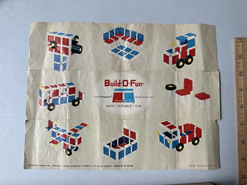 Vintage Build-O-Fun Tupperware Toys Building Plastic ToySet with Box & Manual - Image 3 of 4