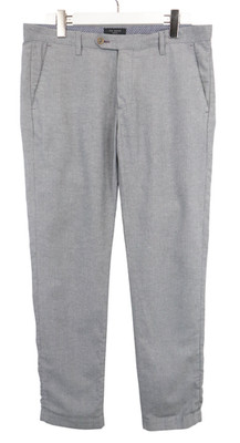 TED BAKER Herren Chino Hose W34 Grau Zip Mit Tasche Schmal Tapered