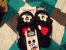 Disney Mickey Mouse Kids Black Slippers Size 11/12 Brand New