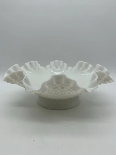 Fenton Milk Glass Epergne Candle Holder Base Vintage No Horns 10 1/2” Wide