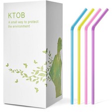 Ktob Biodegradable Flexible Drinking Straws - 200 Count 100 Plant-Based