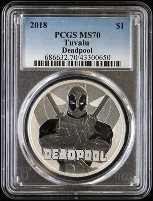 2018 Tuvalu Deadpool 1 oz Silver Dollar Coin PCGS MS 70 | Marvel Avengers
