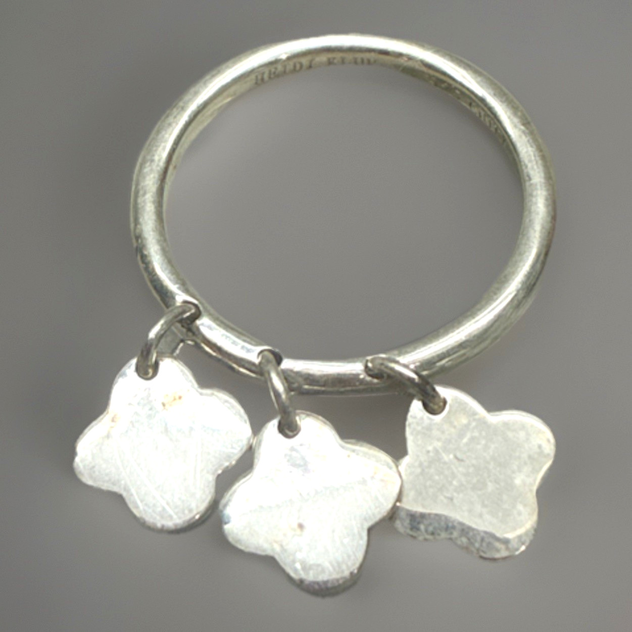 RARE 925 Silver Stackable Clover Charm Ring, Size… - image 2