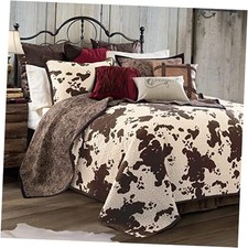 Elsa King Cotton Quilt Set, 3 Piece King  2 King Shams Elsa Cowhide Brown