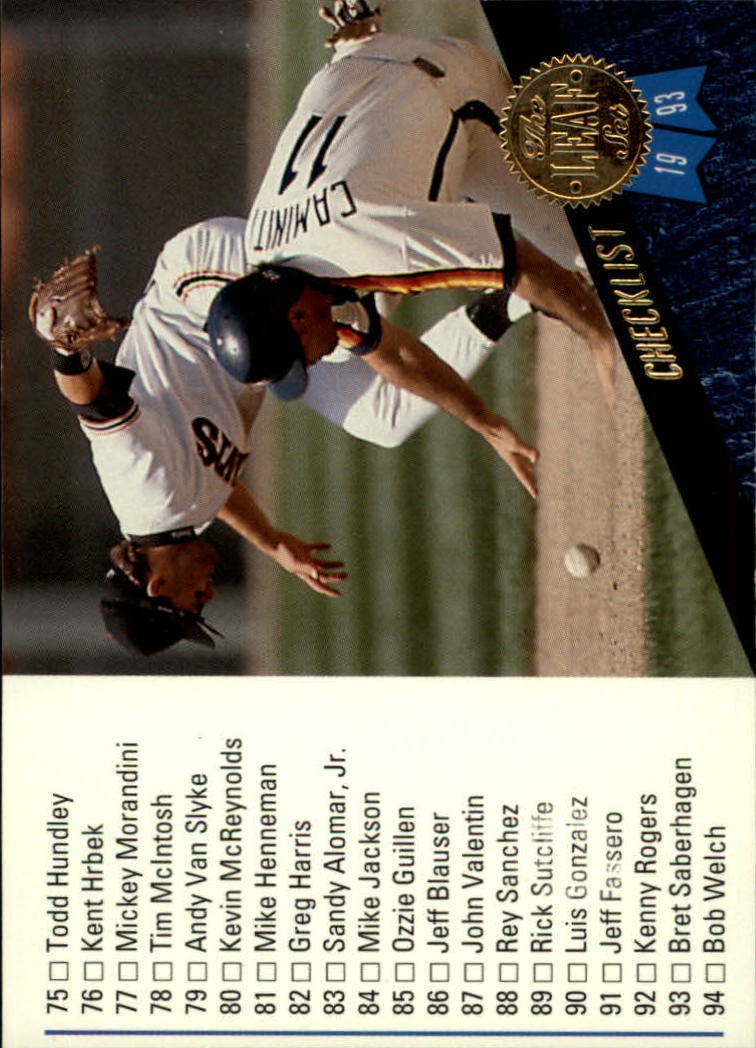 1993 Leaf #120 Checklist - BB