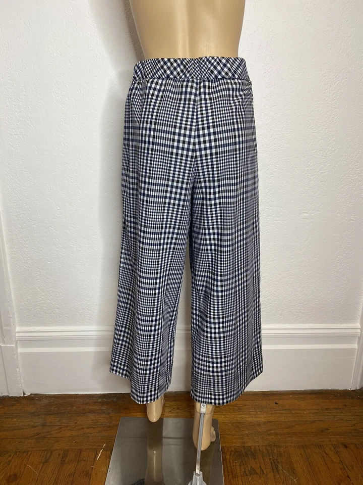 Pantalones cortos a cuadros Trina Turk Prizzi para mujer talla 10 pierna ancha negros/blancos usados en excelente estado Foto 2 de 4