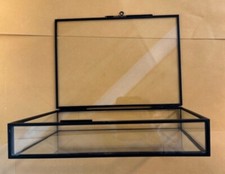 Glass Jewelry Box with hinged lid and locking clasp 7.5 X 5.5 NIB