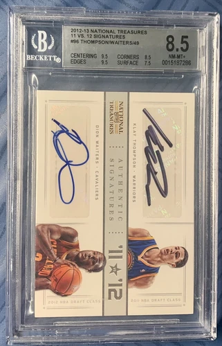 2012-13 National Treasures Klay Thompson RC Dion Waiters Dual Auto 33/49 BGS 8.5