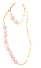 NEU Kinder Rosa Stern Kunststoff Perlen Perle Armband Halskette Schmuck Set