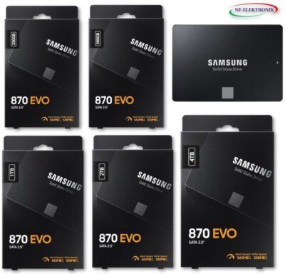 Interne Samsung SSD Festplatte 870 EVO 250GB 500GB 1TB 2TB 4TB 2,5 Zoll SATA 3