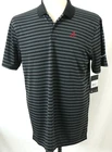 NEW Alabama Crimson Tide Nike Dri-Fit Golf Polo 2.0 Black Striped shirt Men's S