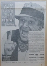 1936 newspaper ad for Standard Red Crown Gas - Wore out tires trying use up gas