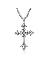 Gothic Style Stainless Steel Cross Pendant Necklace Statement Necklace
