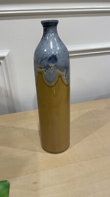 Casa Moda vase yellow beige and gray blue 11.5 