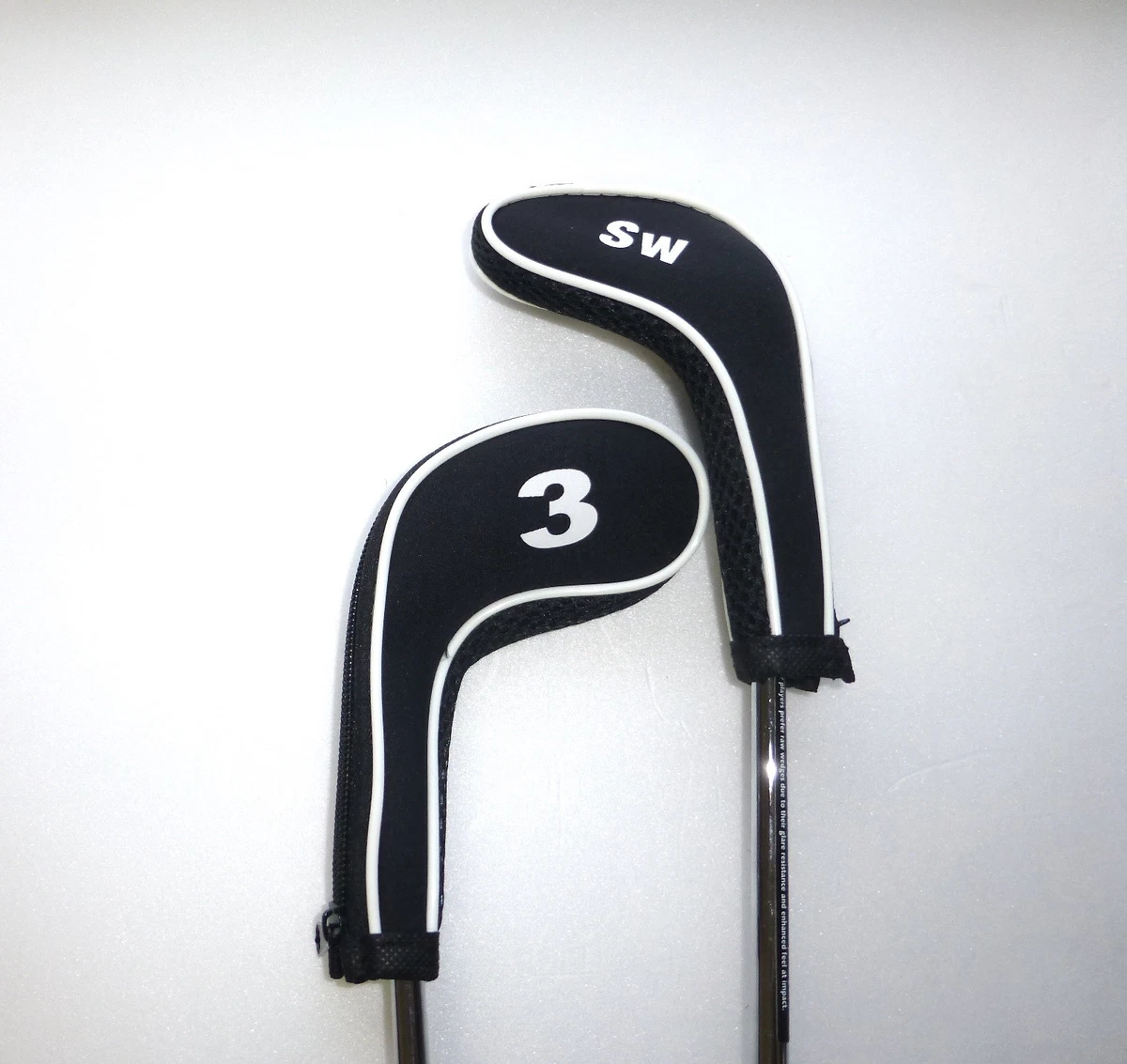 Golf Club Iron Head Covers Zipper Protect Match Black/Black Golf