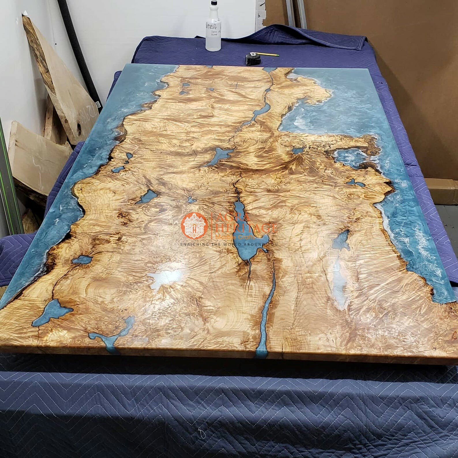 Custom Made Epoxy Resin Dining Table Tops, Kitchen Slab Table, Hallway Decors
