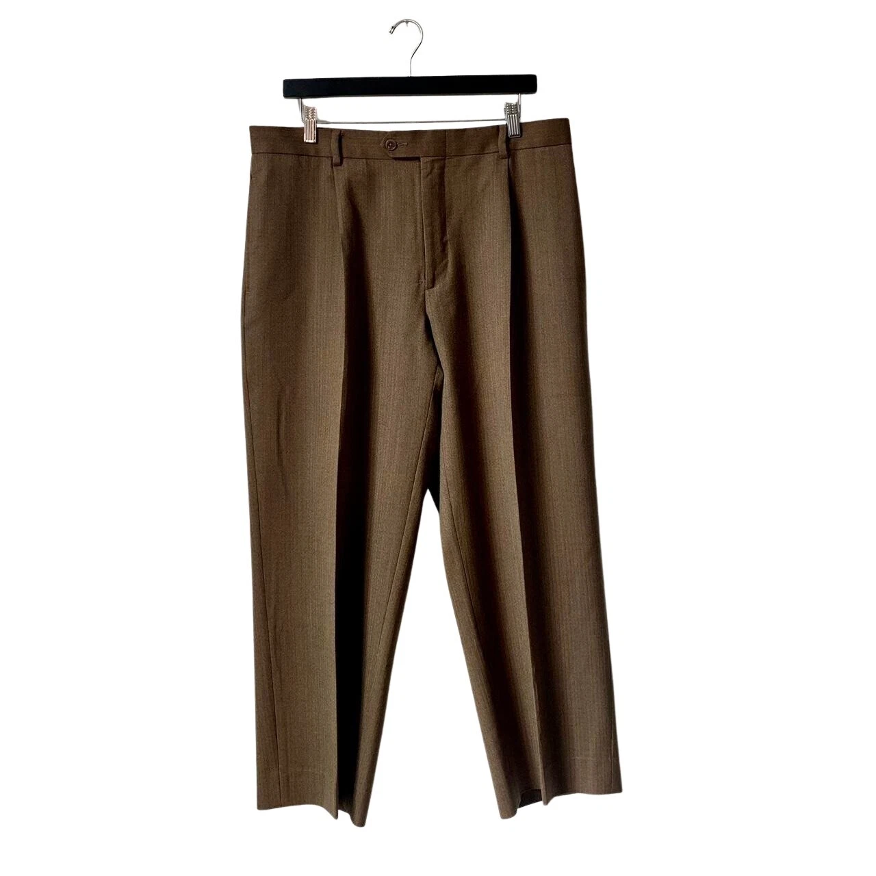 Alex Cannon Mens Brown Iridescent Brown Hue Impeccable Fit Trousers Size 35"
