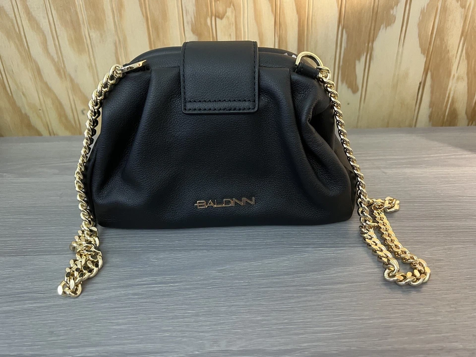 Bolsa clutch Baldinini nova em folha em nappa macia preta - bolsa de designer - autêntica - Imagem 3 de 4