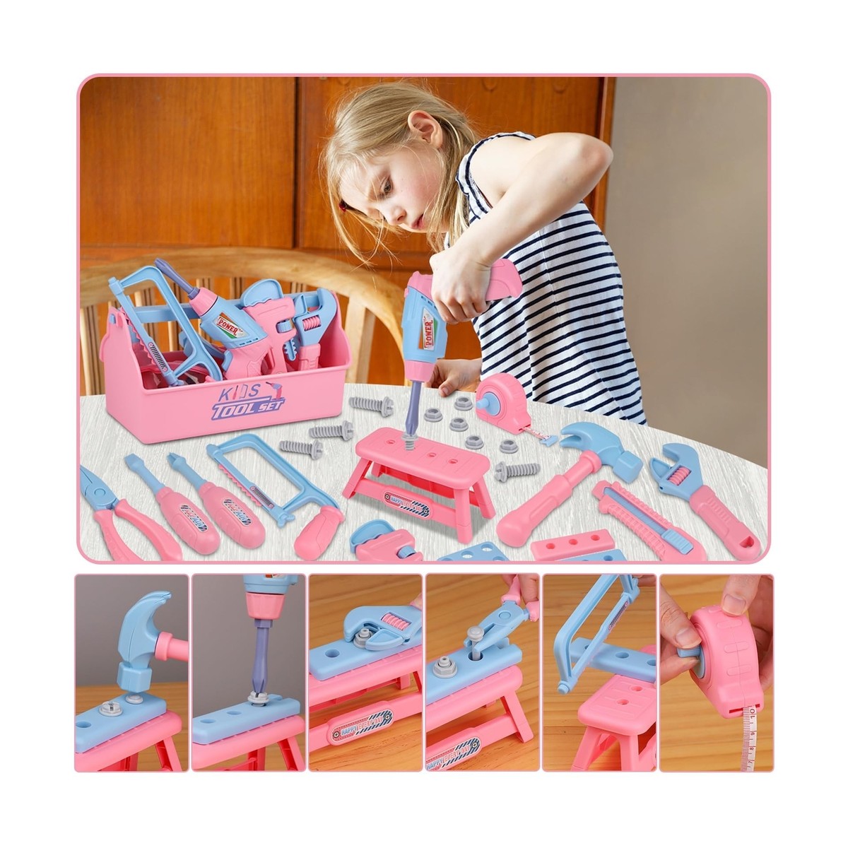 Kids Tool Set, 48PCS Toddler Tool Set with Electronic Toy Drill