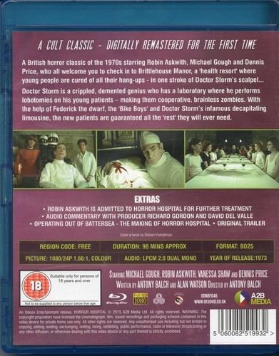 HORROR HOSPITAL (1973) - UK BLU RAY DISC - ROBIN ASKWITH - - Picture 2 of 2