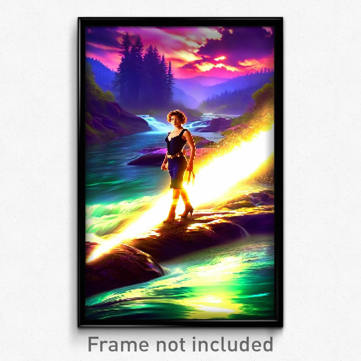 8-Bit Psychedelic Pixel Art Poster - Flashy River Trippy Gamer Print