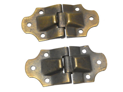 Vintage Trunk Hardware Hinges With Built in Stop Anitque Brass Finish Pair