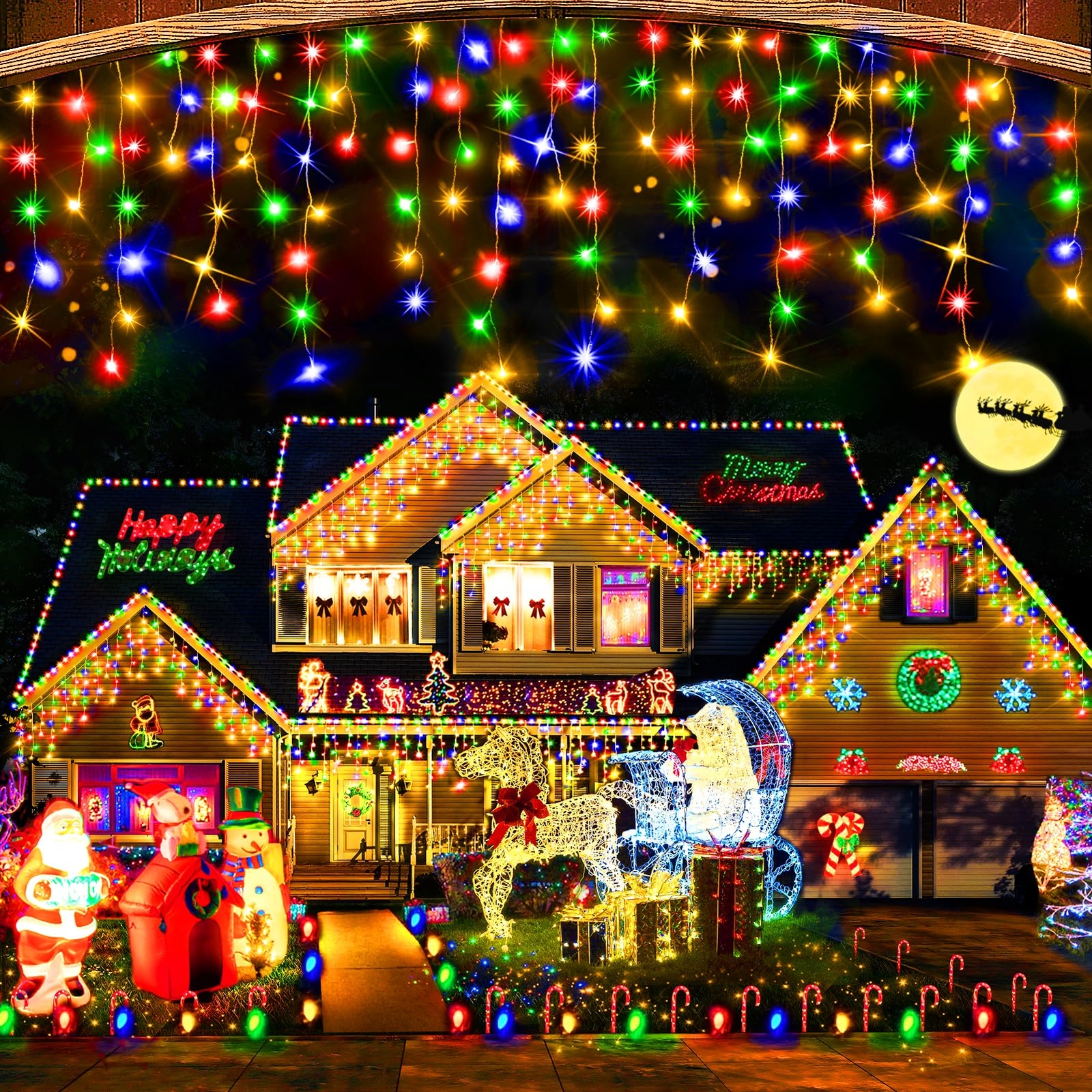 Hezbjiti Christmas Lights Decorations Outdoor164FT FairyLights 8 Modes 320 Drops
