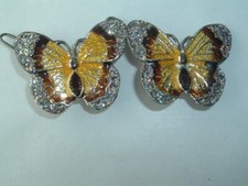 VINTAGE METAL BUTTERFLY HAIR BARRETTES UP DO HAIR ACCESSORY