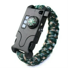 4MM Rechargeable LED Compass Whistle Laser Infrared Emergency Paracord Bracelet