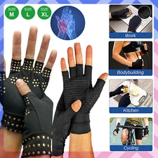 Copper Arthritis Compression Gloves Hand Wrist Brace Support Joint Pain Relief