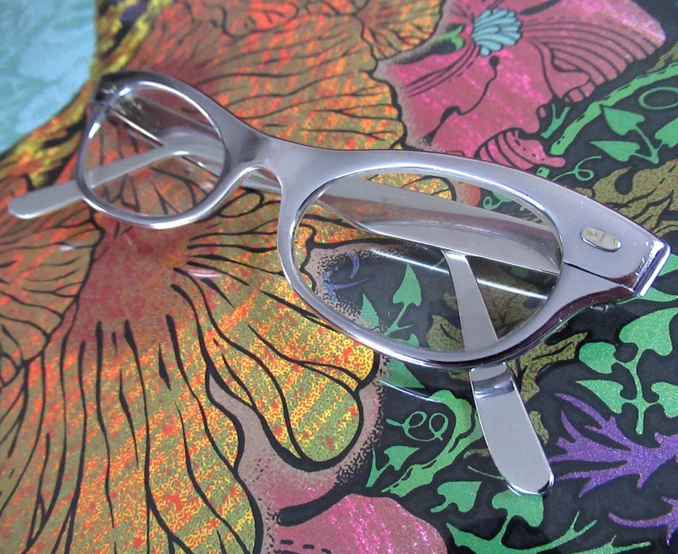 Винтажные алюминиевые оправы для бровей Titmus ретро хром очки кошачий глаз - Изображение 2 из 4